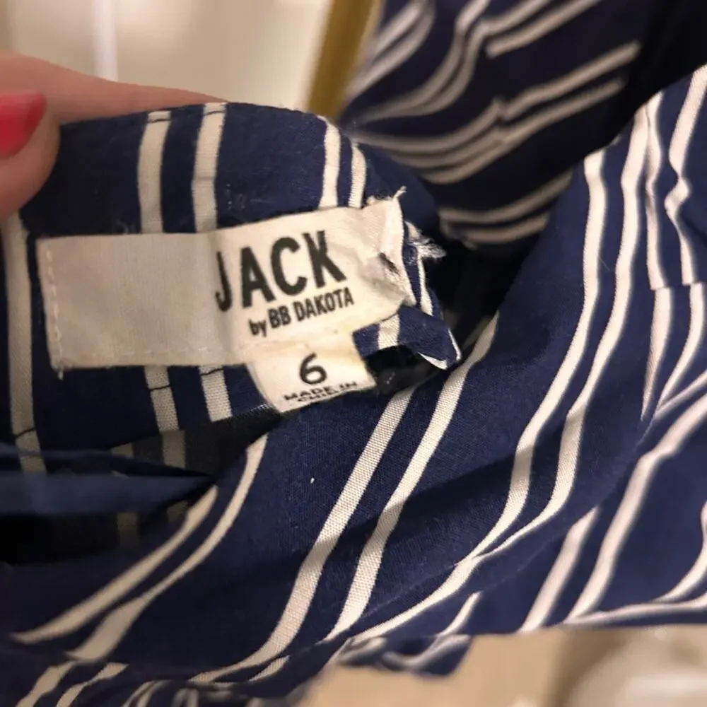 Jack by BB Dakota Navy Striped Halter Wide-Leg Jumpsuit – Size 6